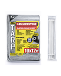 Hammerstone Silver heavy-duty poly tarp, 10x12 ft, 160 GSM, sold by the case