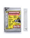Hammerstone Silver heavy-duty poly tarp, 10x20 ft, 160 GSM, sold by the case