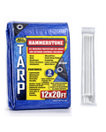 Hammerstone Blue poly tarp, 12x20 ft, 80 GSM, sold by the case