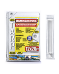 Hammerstone White heavy-duty poly tarp, 12x20 ft, 160 GSM, sold by the case