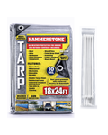 Hammerstone Silver heavy-duty poly tarp, 18x24 ft, 160 GSM, sold by the case