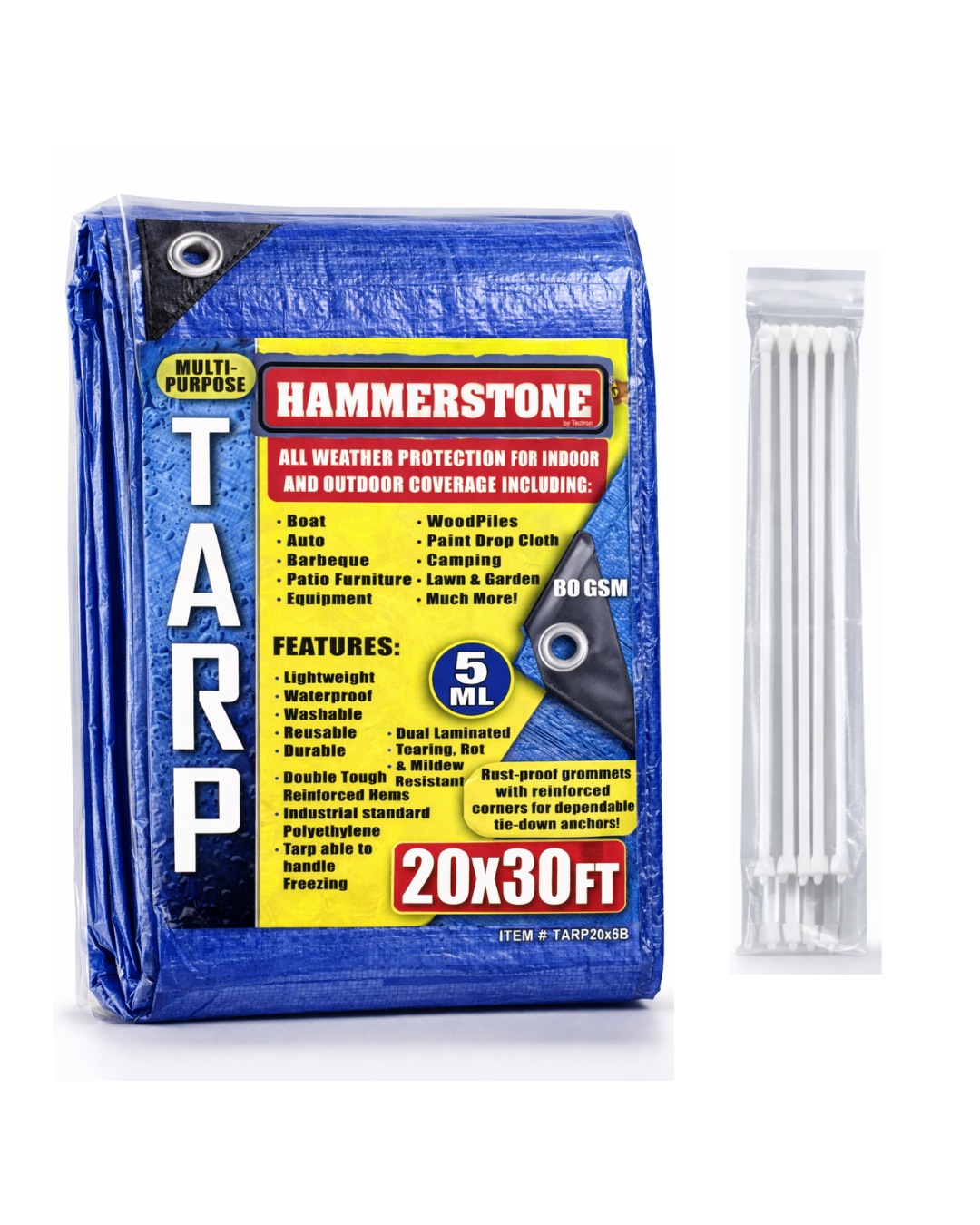 Hammerstone Blue poly tarp, 20x30 ft, 80 GSM, sold by the case