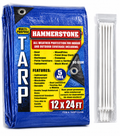Hammerstone Blue poly tarp, 12x24 ft, 80 GSM, sold by the case