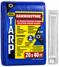 Hammerstone Blue poly tarp, 20x40 ft, 80 GSM, sold by the case