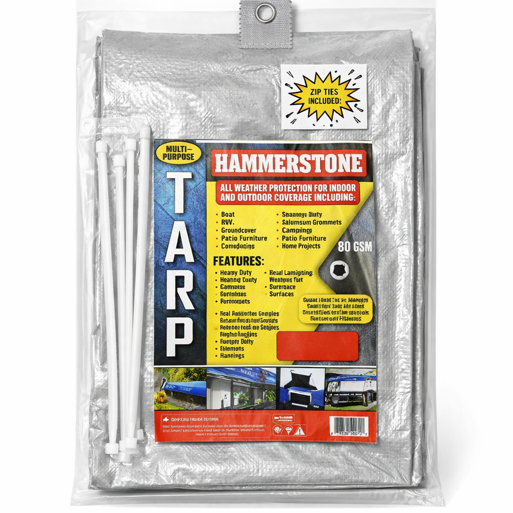 Hammerstone Silver Heavy Duty Poly Tarp - 10x20 ft (160 GSM), Case of 6