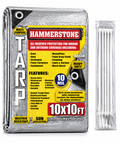 Hammerstone Silver heavy-duty poly tarp, 10x10 ft, 160 GSM, sold by the case