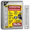 Hammerstone Silver heavy-duty poly tarp, 20x20 ft, 160 GSM, sold by the case