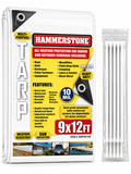 Hammerstone White heavy-duty poly tarp, 9x12 ft, 160 GSM, sold by the case