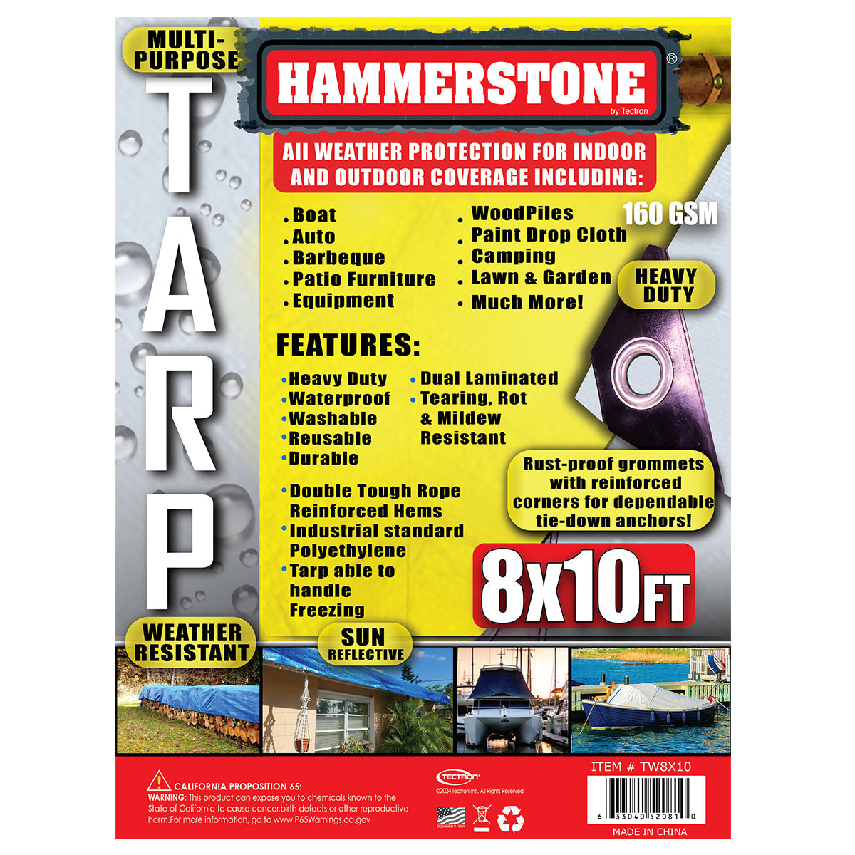 White heavy duty tarp 8x10 160 GSM polyethylene tarp
